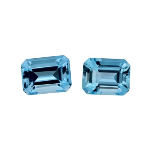 Aquamarine - Emerald Cut - 8 x 6 mm (Dark Blue)