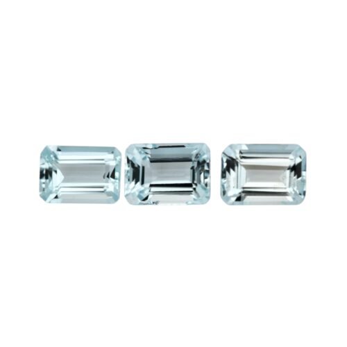 Aquamarine - Emerald Cut - 8 x 6 mm (Light Blue)