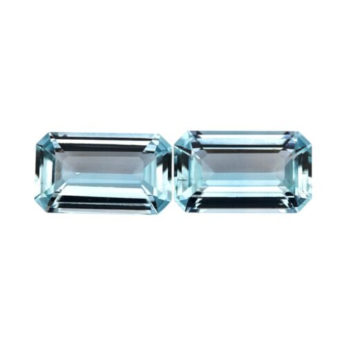 Aquamarine - Emerald Cut ( Pair) 6.97 cts - 12.8 x 7.2 mm