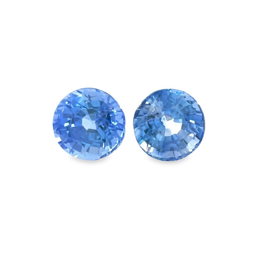 Blue Sapphire - Round (Pair) - 5.60 mm - 2.29 ct