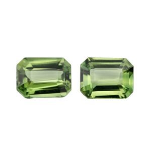 Green Sapphire (Pair) – Emerald Cut – 6.7 x 5 mm – 2.15 ct